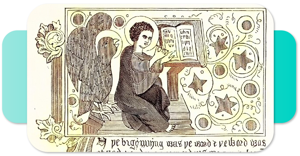 Evangelijos pagal Joną pirmo skyriaus faksimilė (J. Wycliffe Biblija, 1382–1395)